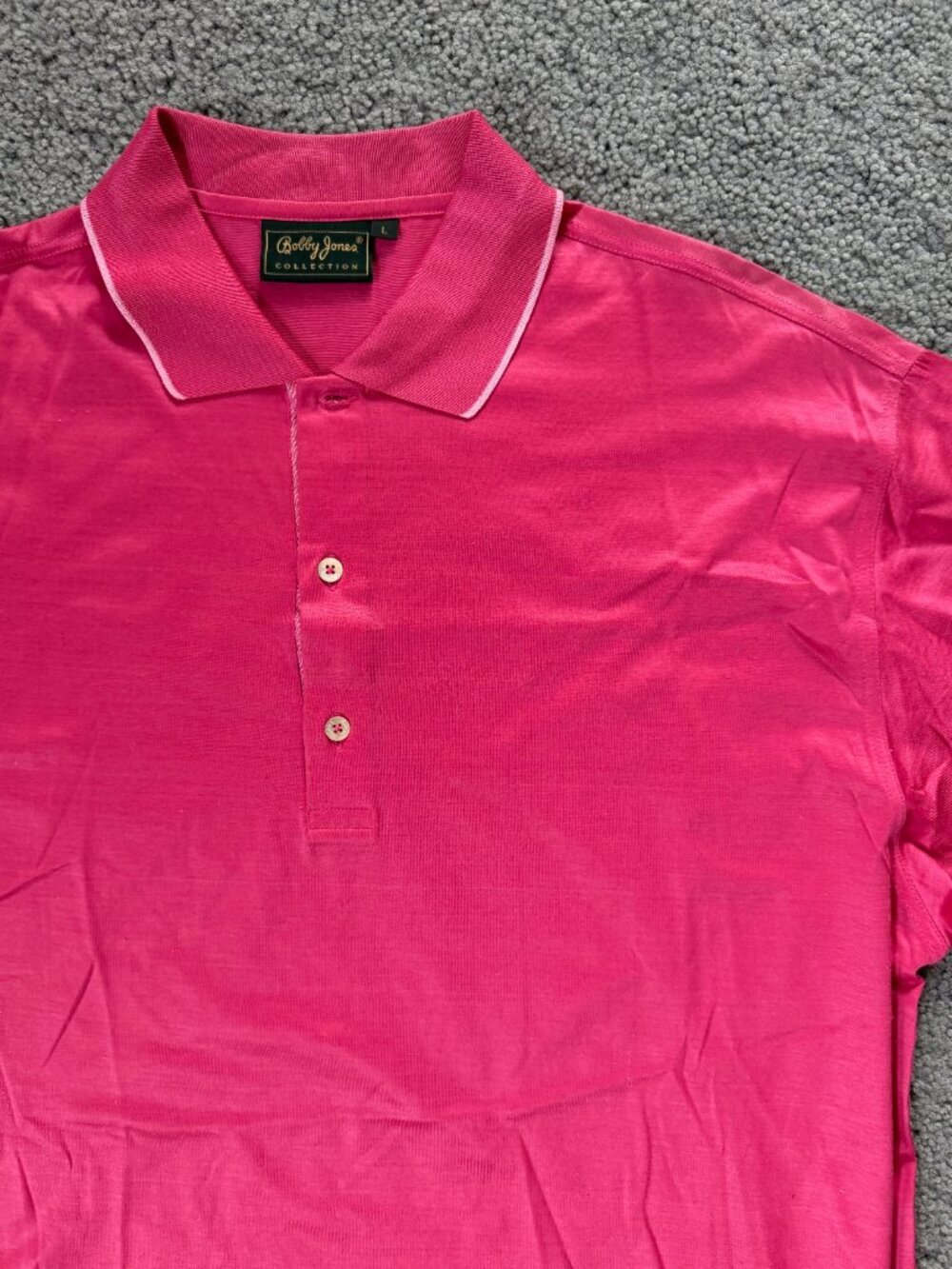 Bobby Jones Collection Westhill Solid Mercerized Cotton Polo Pink Fuschia Sz. L - Picture 2 of 8